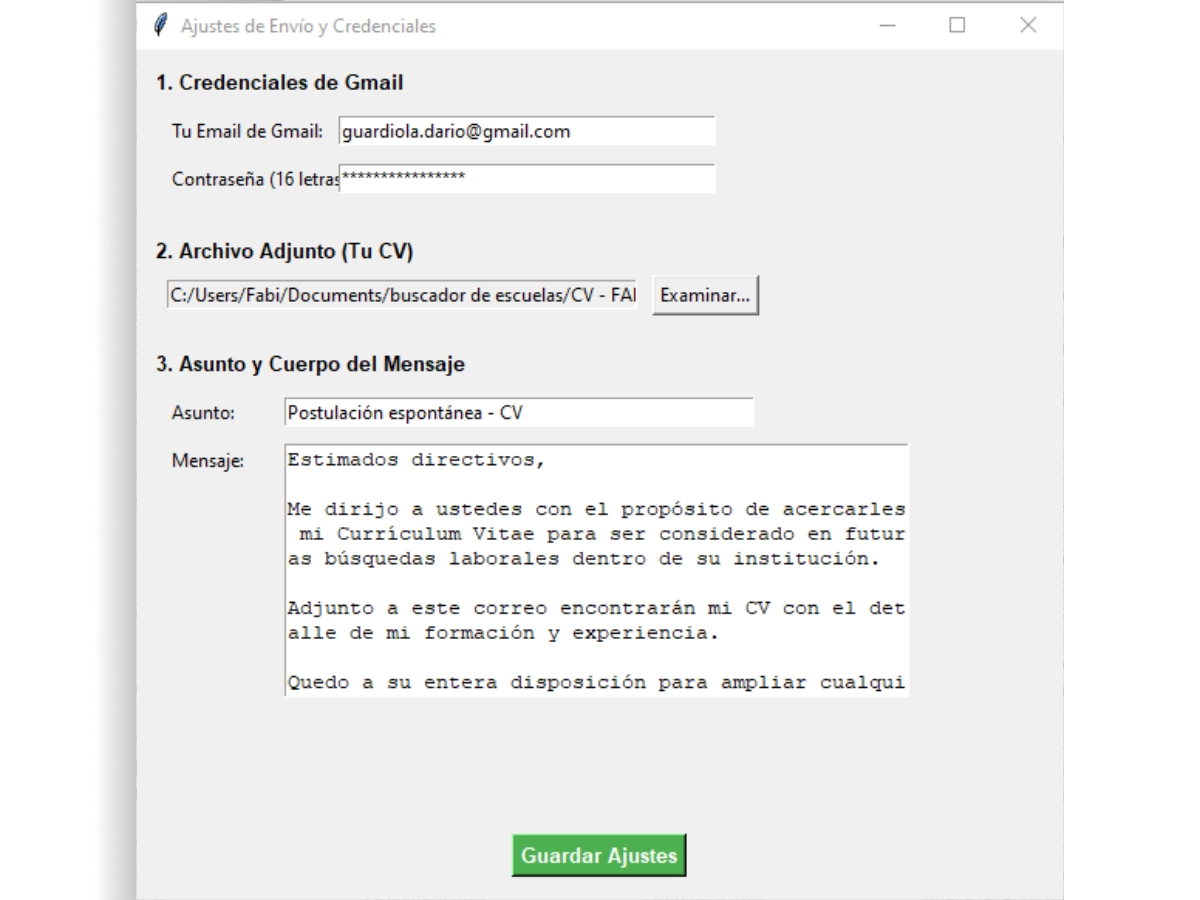 Redactor de emails inicial